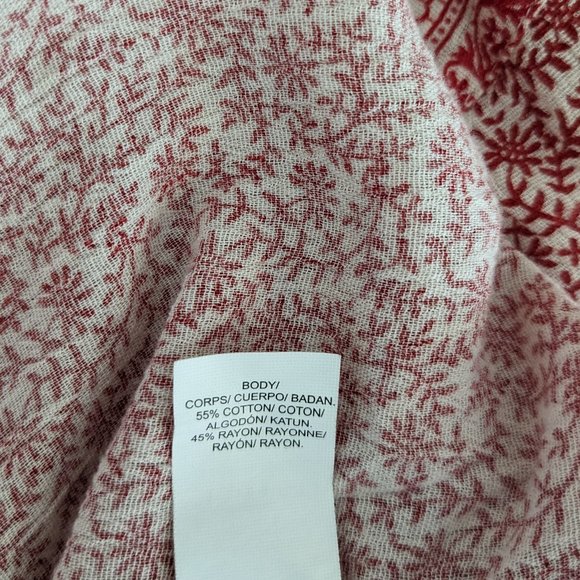 LUCKY BRAND Women's Pull-on Long Sleeve Top Blouse Size M Red White Print - Picture 6 of 6